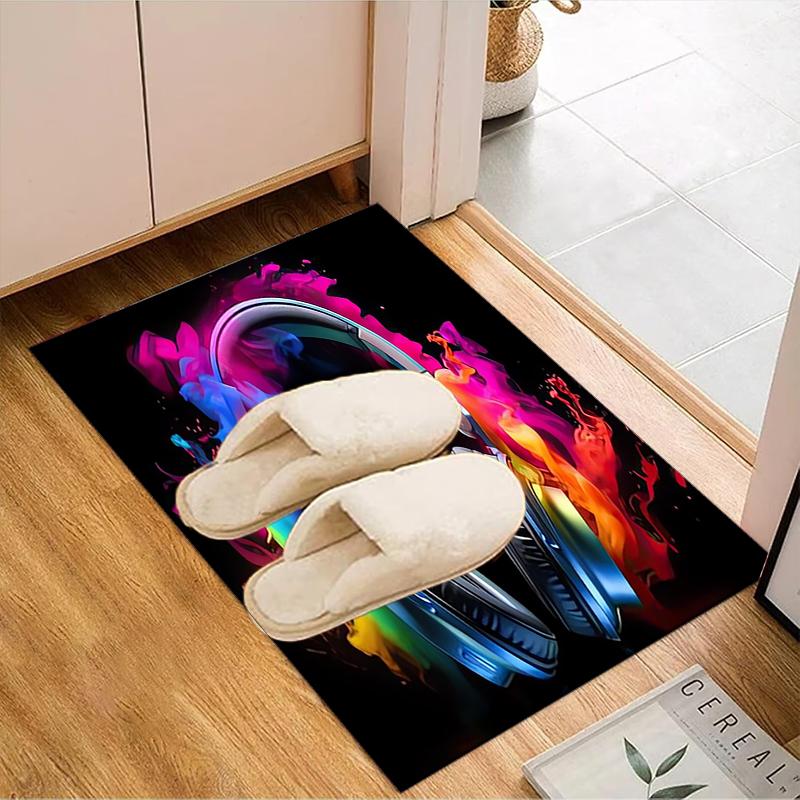1PC Custom Name Music Fusion Headphones Theme Floor Mat Ideal for Living Room, Game Rooms, Office, Bedroom Floor Mat Design