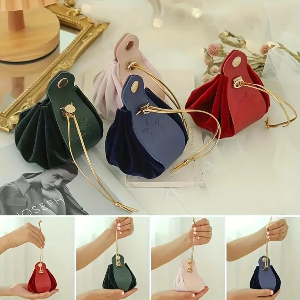 Drawstring Jewelry Storage Pouch Solid Color Velvet Drawstring Bag  Jewelry Storage
