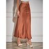 Streamgirl A Line Long Satin Skirts For Women Black 2026 Elegant High Waist Maxi Beige Skirts Silk Lace Up Long Skirt Women