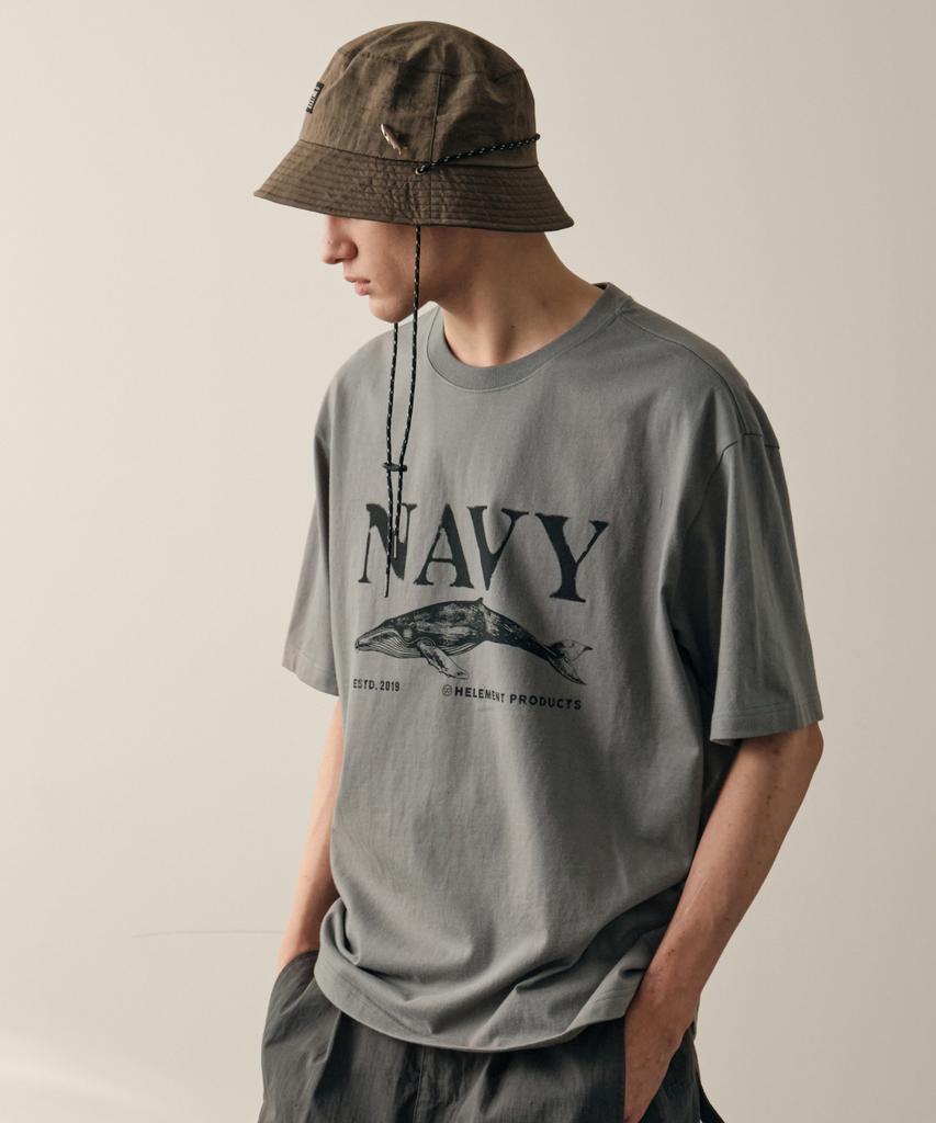 HELEMENT Navy Whale Graphic Short Sleeve T-Shirt (Khaki)