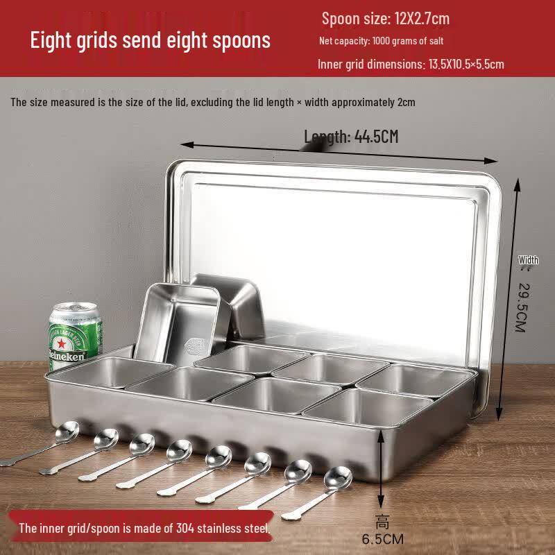 Andytai 304 Stainless Steel Multi-Compartment Seasoning Box