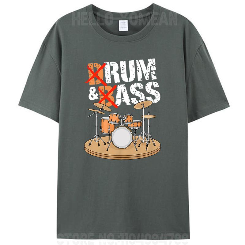 Drum And Bass Or Rum And Ass Music Instrument Drummer Men's Cotton T-Shirt Funny Unisex Graphic Oversized Tees Shirts Tops Gifts