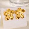 Flower Stud Earrings for Women Girls Imitation Pearl Stainless Steel Earrings Vintage Luxury Floral Piercing Ear Jewelry Aretes
