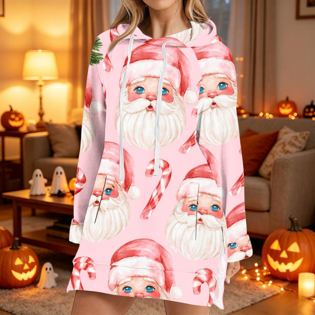 Women's Fashion Casual Long Sleeve Christmas Print Hoodie Top