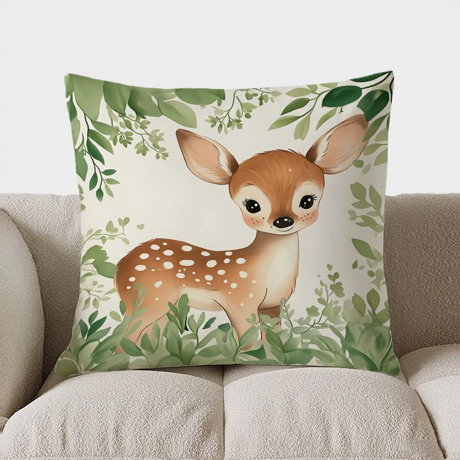 Home Decor Cute Bear With Green Leaves Pillow Cover Pattern Cushion Cover Suitable For Sofa Bedroom Car Pillow Cover