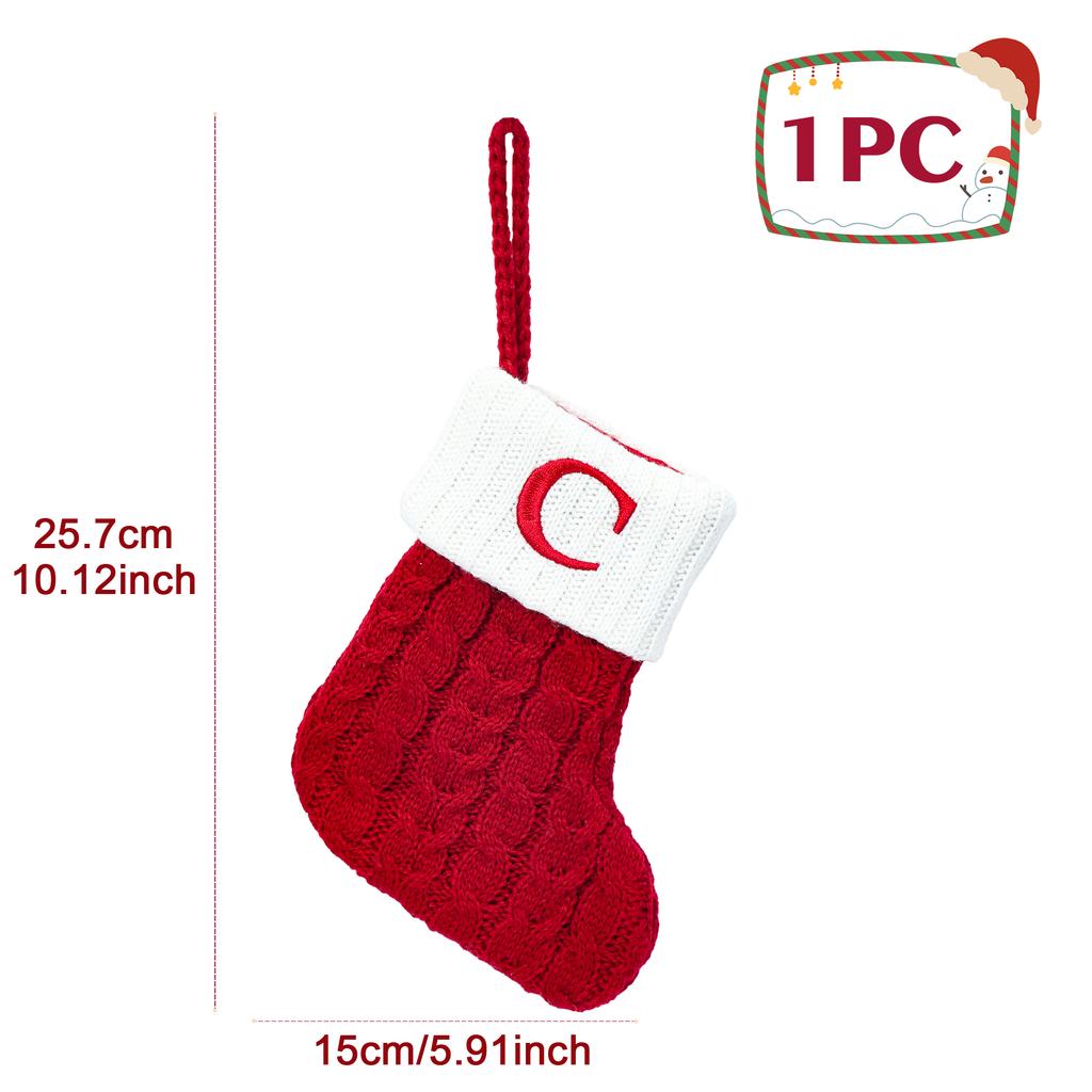 Christmas Socks Knitting Snowflake Letter Stocking Christmas Decoration 2025 For Home Xmas Tree Ornament Gift Navidad Natal 2026