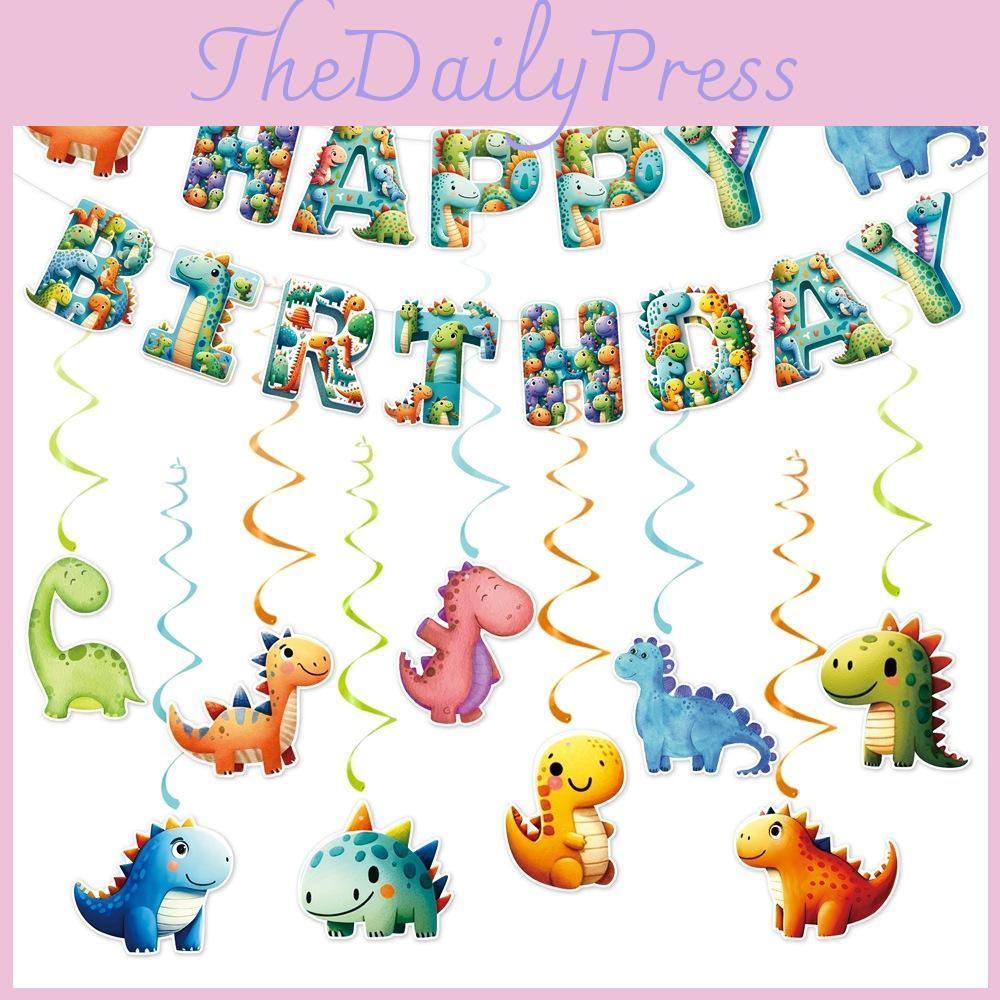 Dinosaurier-Thema Geburtstagsparty Dekorationen Set Mit Banner Und Spiral-Hängern Für Kinderfeier