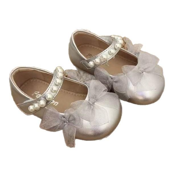 Girls leather shoes baby lace pearl princess shoes 2025 spring and autumn new little girl versatile princess style small leather shoes