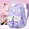Stylish And Trendy Waterproof School Backpack For Girls With Cartoon Prints In Purple Pink And Blue