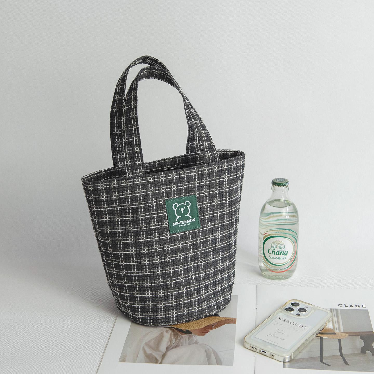 2025 Women s Plaid Bucket Handbag: Large-Capacity Casual Tote & Lunch Box Bag чёрный