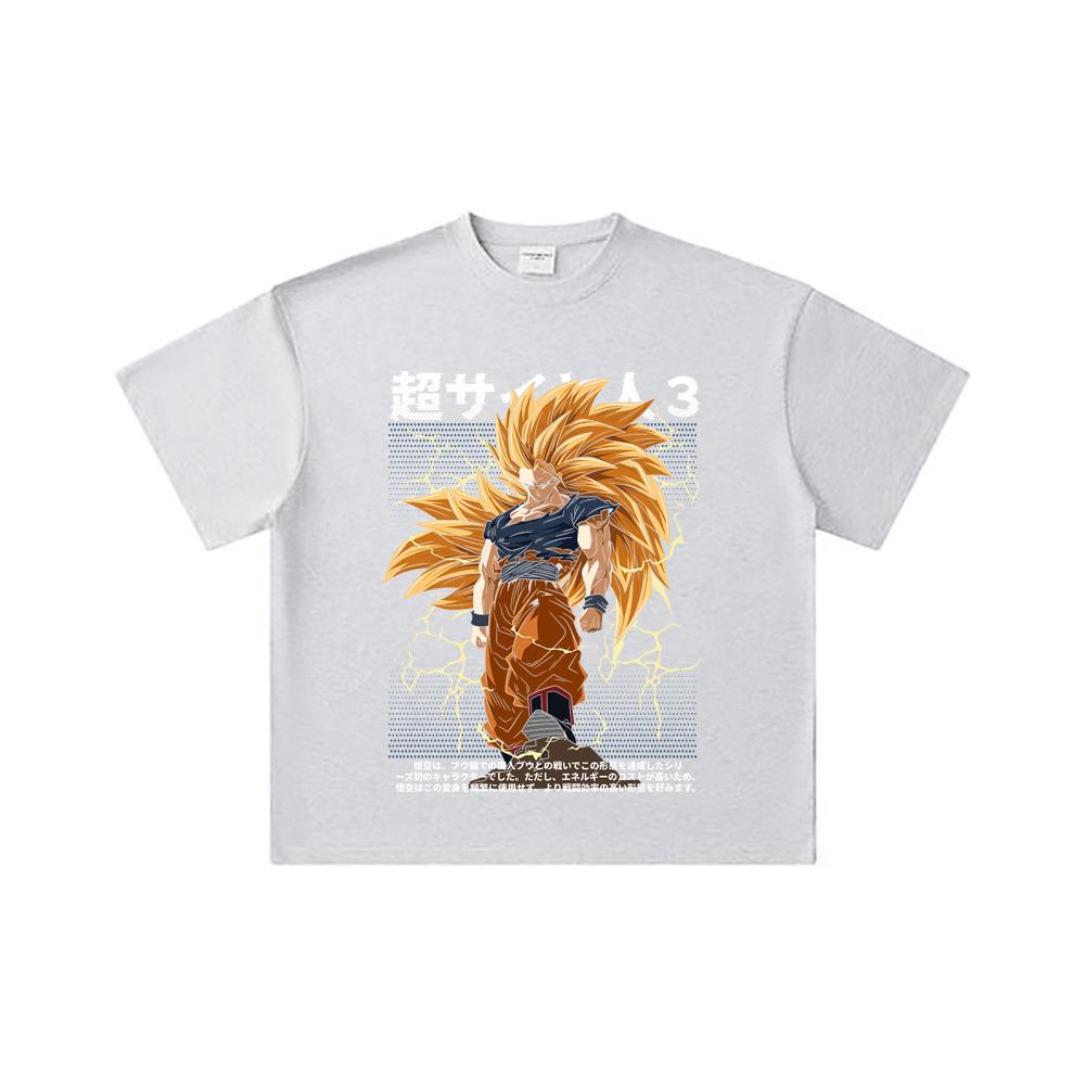 260 GSM Double Yarn 32 Count 100% Cotton Dragon Ball V59 Goku SSJ3 Print Unisex Heavy Cotton T Shirt