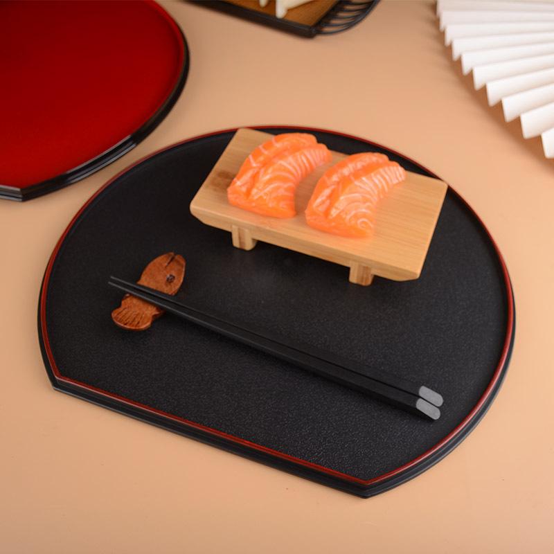Melamine Tray Catering Network Red High Appearance Level Japanese Tray Delicate Red Edge Half Moon Sushi Plate Commercial