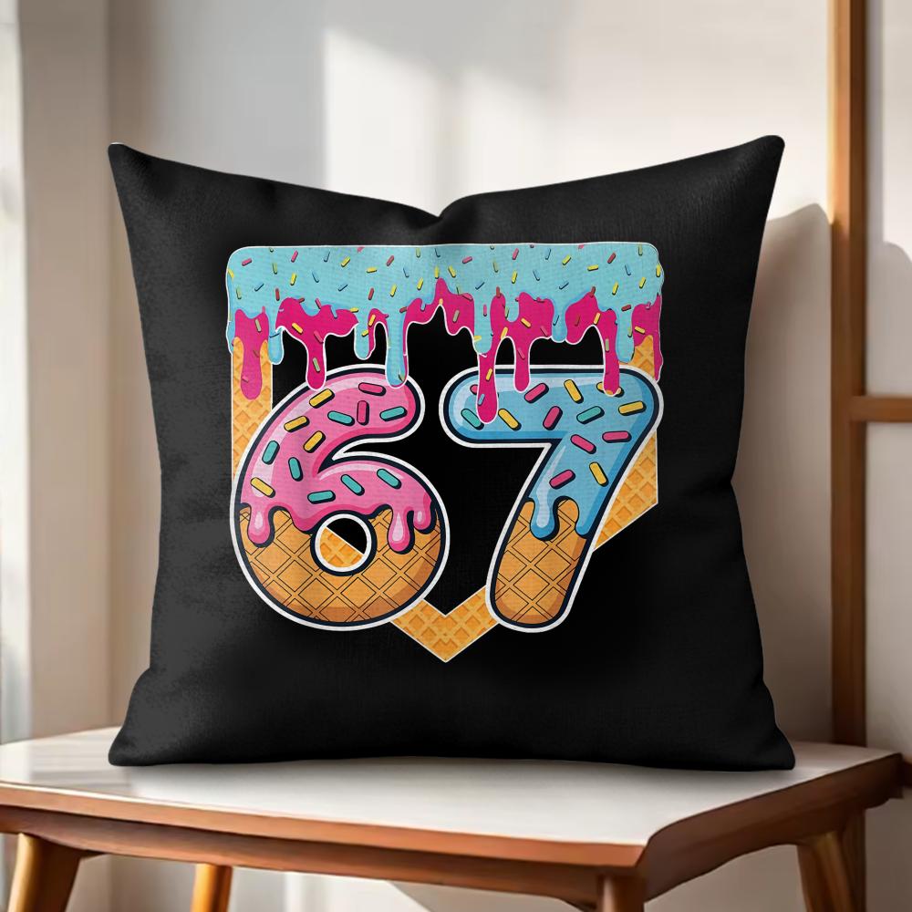 

six seven Cushion Cover Natural Linen Organic Fabric DoubleSided Printing Couch Pillow Covers Home Decor 30x30cm