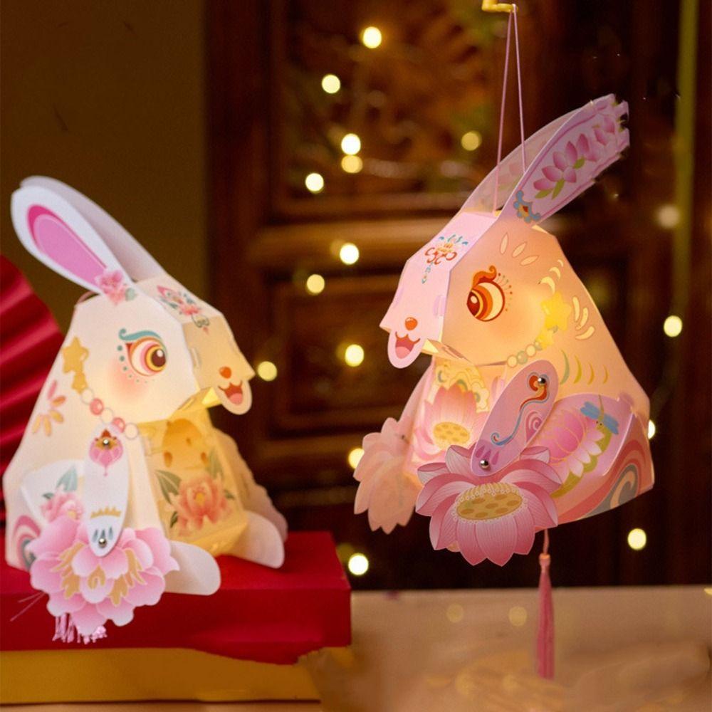 Paper Handheld Rabbit Lantern Handmade Mid-Autumn Festival Lantern  School Project