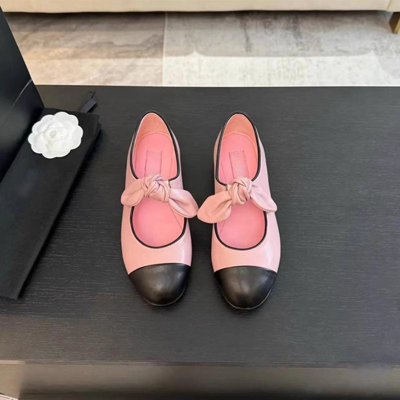 Grape Girl Yin Same Princess Nini Xiaoxiangfeng Round Head Bow Ballet Shoes Single Shoes Women's Mary Jane Shoes