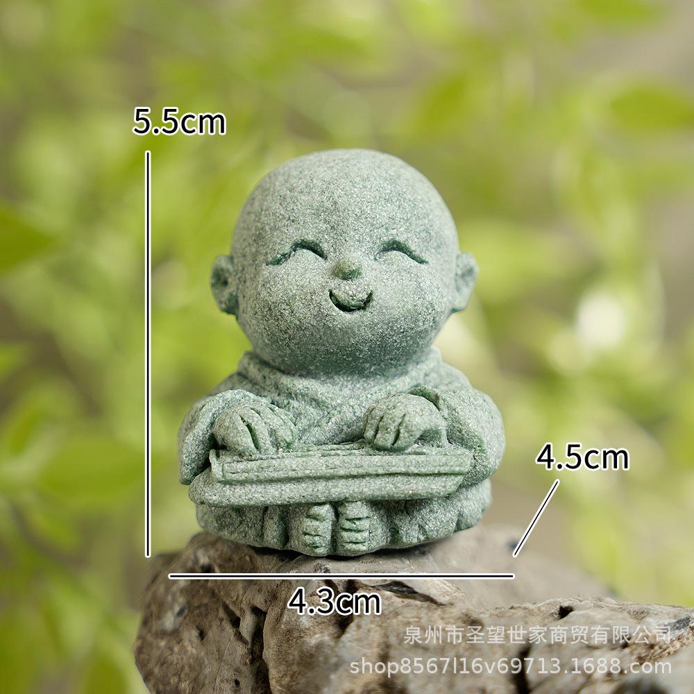 Japanese Cute Little Buddhist Monks Figurines Zen Garden Ornament Meditation Home Aquarium Desk Decoration