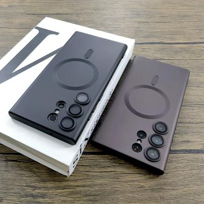 Soft Silicone Case For Magsafe Wireless Charge For Samsung Galaxy S25 S24 S23 S22 S21 Ultra Plus S23Plus S 25 Glass Lens Covers
