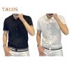 Men Shirt Lapel Short Sleeve Buttons Placket Shirt Tops with Stripes Trim Breathable Summer Casual Shirt