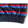 Used Good Condition Made In France LACOSTE AH6788 Crocodile Logo Patch Organic Cotton Border Sweater Knit FR:3 US:S Navy Navy Blue Red