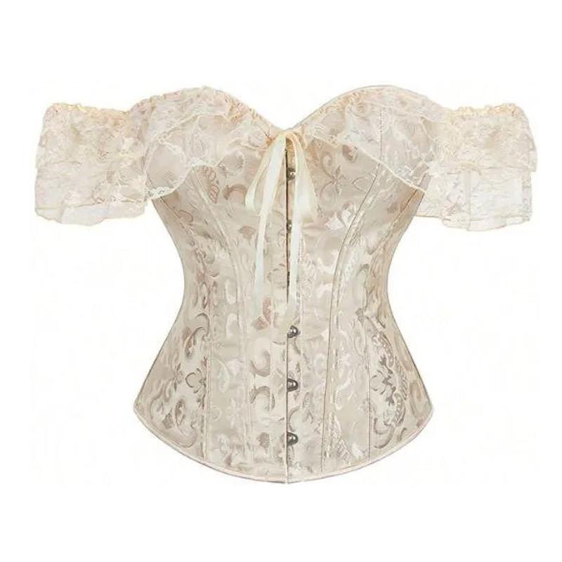 Corset Vintage Lace Trim Waist Shaper With Boning For Women Summer Fashion