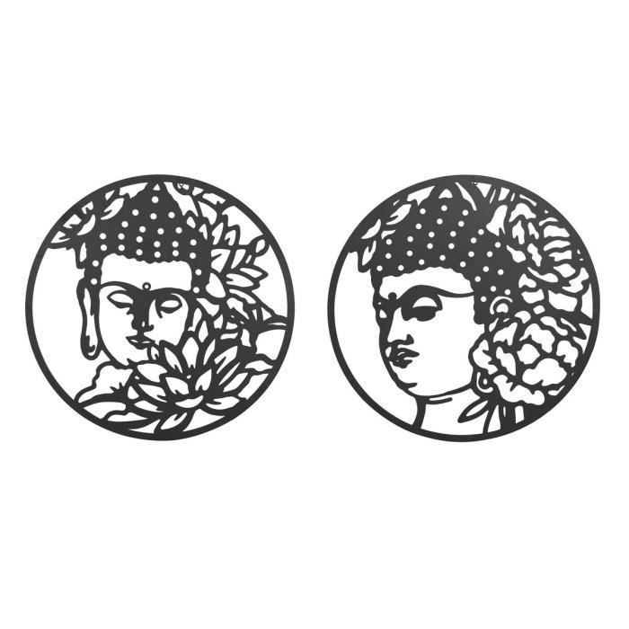 Décoration murale 100 x 1 x 100 cm noir buda oriental (2 unités)