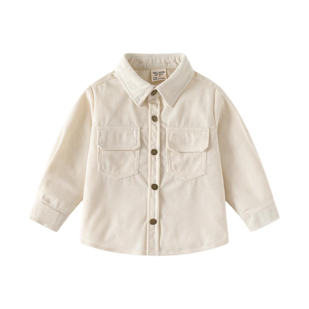Boys' Casual Cotton Long Sleeve Stand Collar Shirt for Spring Everyday Wear