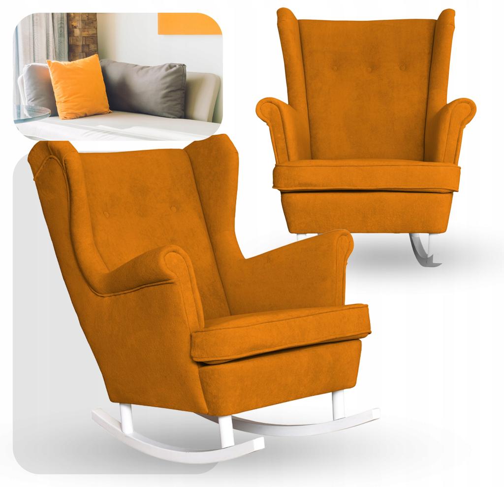 Fotel uszak bujany skandynawski welur Hunter Family Meble musztardowy