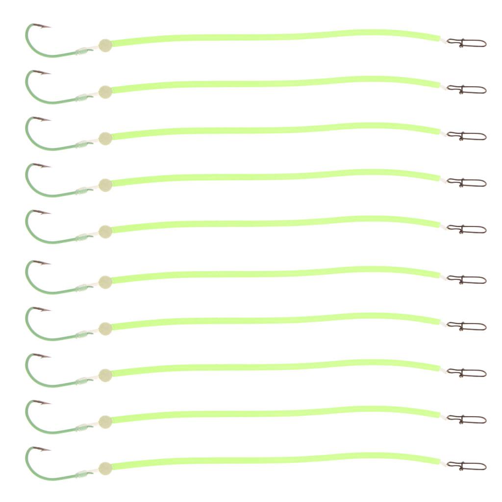 10 Pcs Anti Bright Hair Rigs Carp Fishing Barbed Hook 4 Size