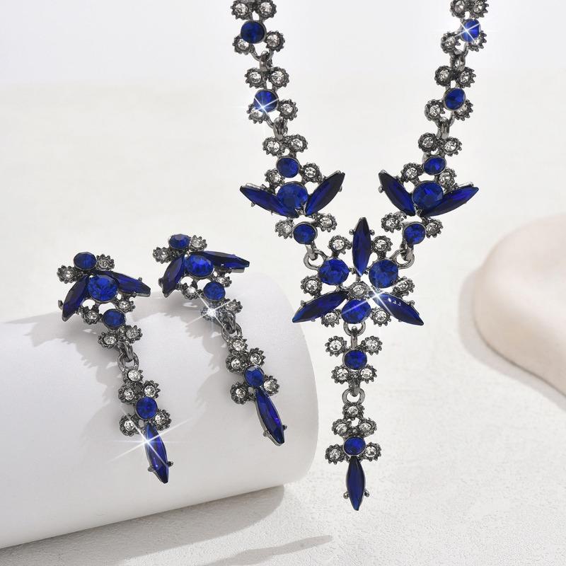 BLINGBAY Women's Jewelry Set Fairycore Romantic Wedding Bridal Accessories Retro Rhinestones Elegant Necklace Earrings Set Women's Modern Jewelry Gift