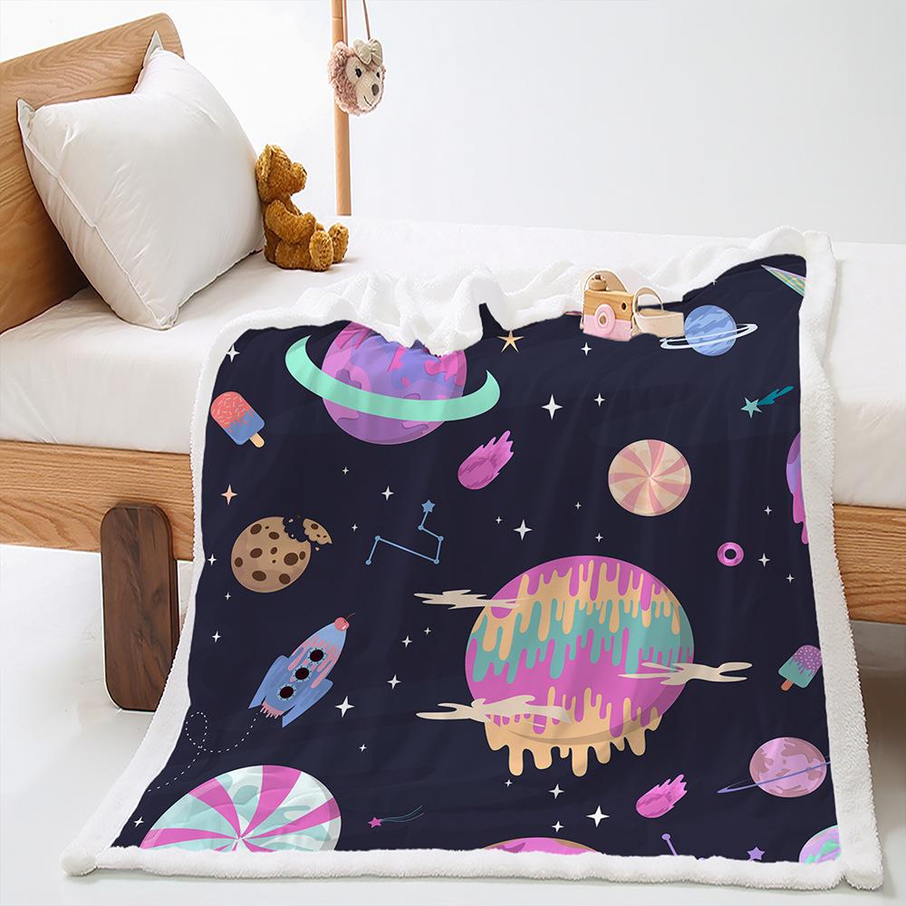 Blankets Astronaut Planet Blankets Lamb Fleece Crystal Fleece Blankets All Seasons