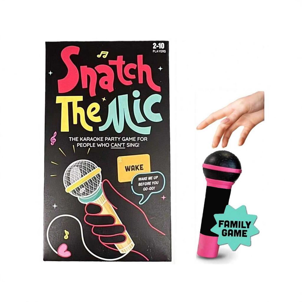 Snatch the Mic Music Party Game Card Game for Family Game Night, Karaoke Fun Tabletop Toy for Adults Kids