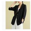 Fashion Casual Cotton and Linen Women Jacket Small Suits 2025 Spring Summer New Loose Long Sleeve Office Blouse Sunscreen Shirt Woman Pockets Clothing