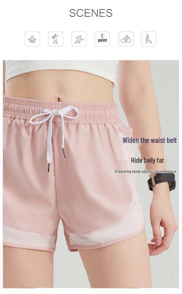 Women's Quick-Dry Loose Two-Piece Sports Shorts: Anti-Exposure, Running, Training, Yoga 5-Point Fitness Pants