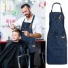 Lightweight Salon Working Clothes with Pockets Barber Cloth Wrap Denim Apron Uniform  Cooking