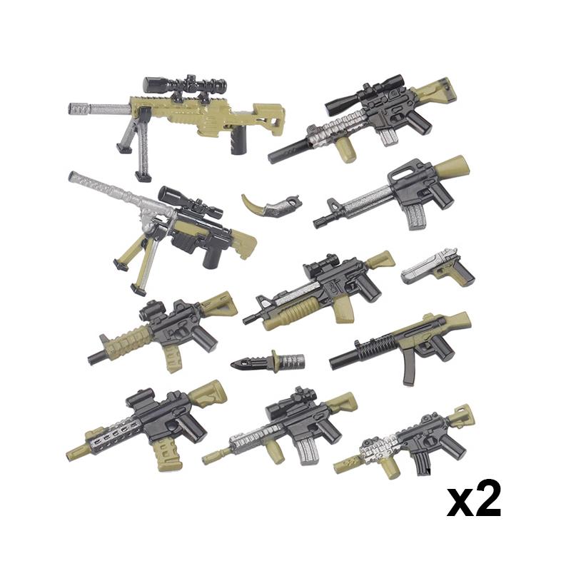 Andra världskriget Militära Vapen Byggklossar Armé Soldater Figurer 98K MG34 MG42 PPSH Vapenbälte Tillbehör Klossar Leksaker För Barn
