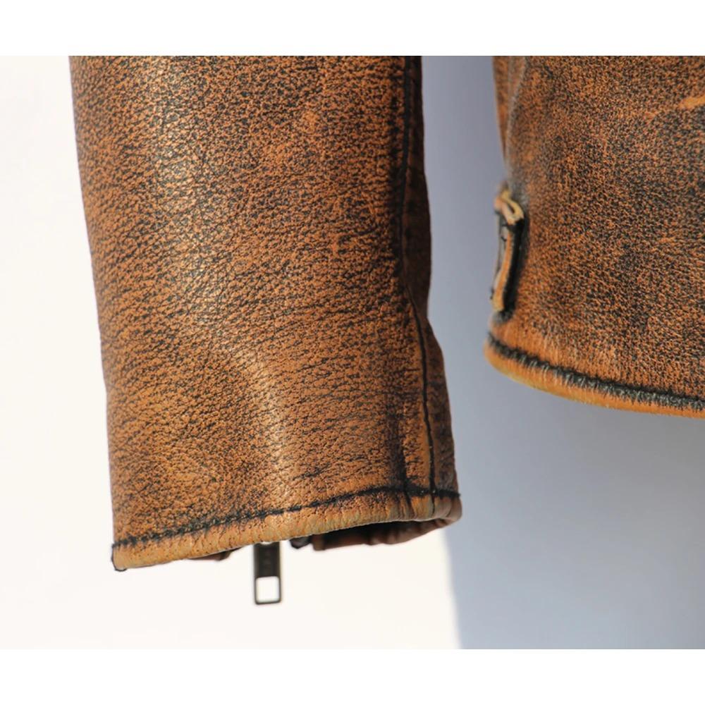 Chinesische Größe Echtes Leder Jacke Männer 100% Natürliche Rindsleder Echtes Leder Jacken Slim Fit Motorrad Jacke Mann Biker Mantel Herbst M357