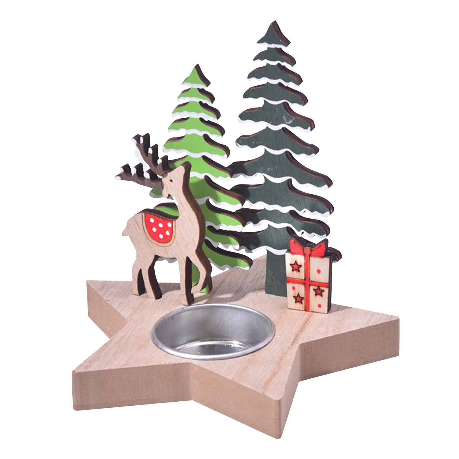 

Рождественская деревянная подставка для свечей, украшение для рабочего стола One Size