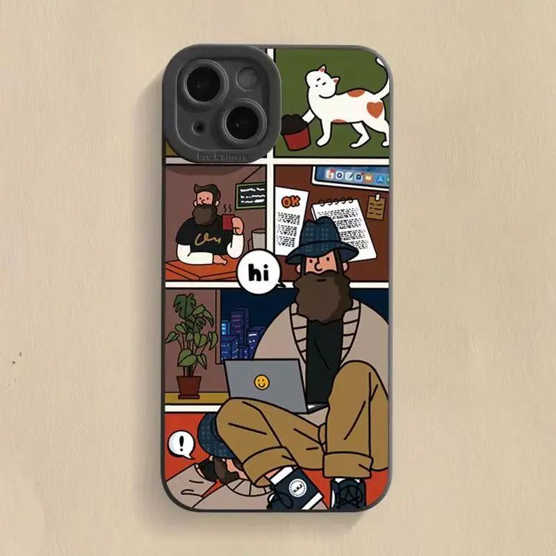 Cartoon Uncle Phone Case For iPhone 16 15 14 13 12 11 Pro Max 15 Pro XS XR X 7 8 16 PLUS SE  Shockproof Soft Silicone Cover