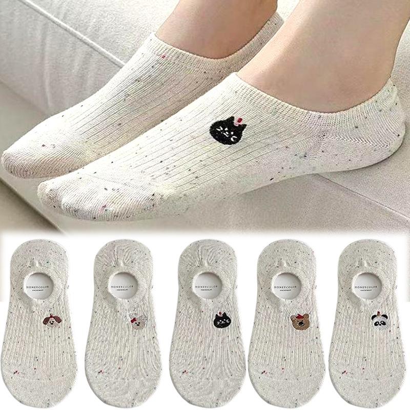 New Women's Summer Thin Non-slip Low Cute Socks Ins Trendy Japanese Cute Animal Pattern Spot Yarn Kawaii Casual Low-Cut Socks