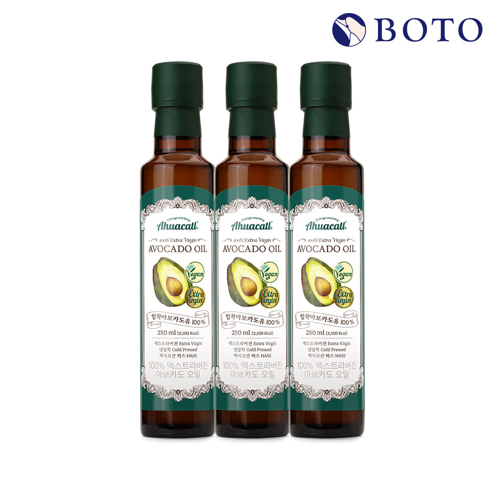 Botu Ahucatl Extra Virgin Avocado Oil 250ml 3 Bottles