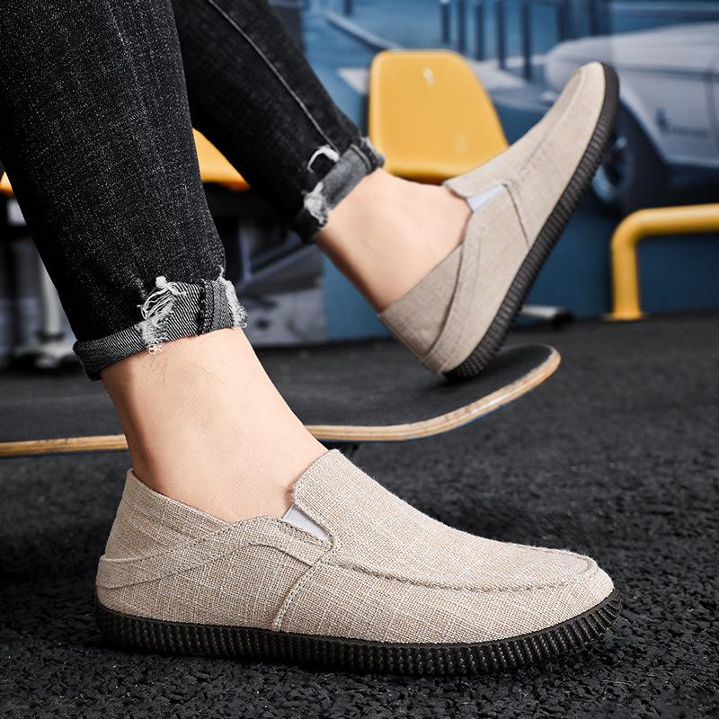 Líné plátno měkké dno prodyšné ležérní pánské celočerné pracovní staré pekingské látkové boty