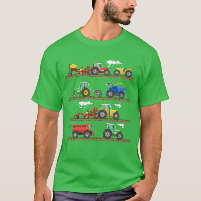 Tractor Farming Combine Harvester Agriculture TShirt 100 Cotton ONeck Summer Short Sleeve Casual Mens Tshirt Size S3XL