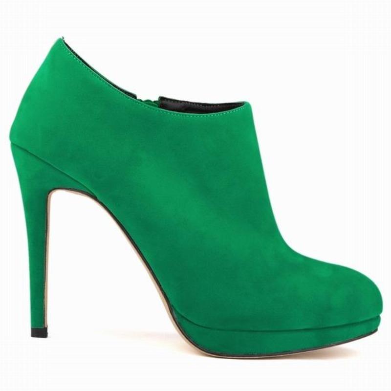 Loslandifen Искусственный бархат Платформа Высокий каблук Женские Осенние Зимние Повседневные Ботильоны 42 зелёный