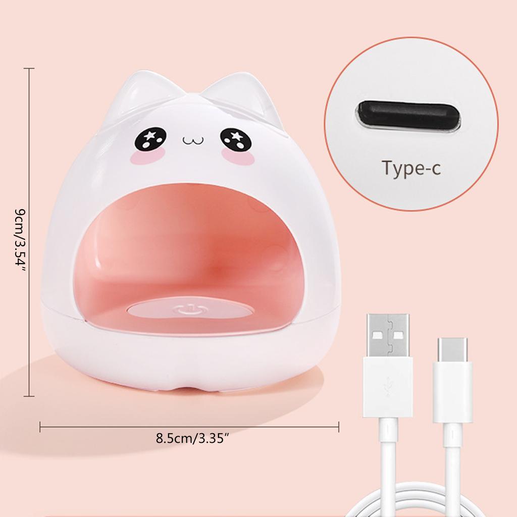 Niedliche Katzenform Mini UV LED Lampe zum schnellen Trocknen Tragbares Nagellicht 8 Stück Lichtperlen Schnell trocknend Härtend Polieren Nagelkunst