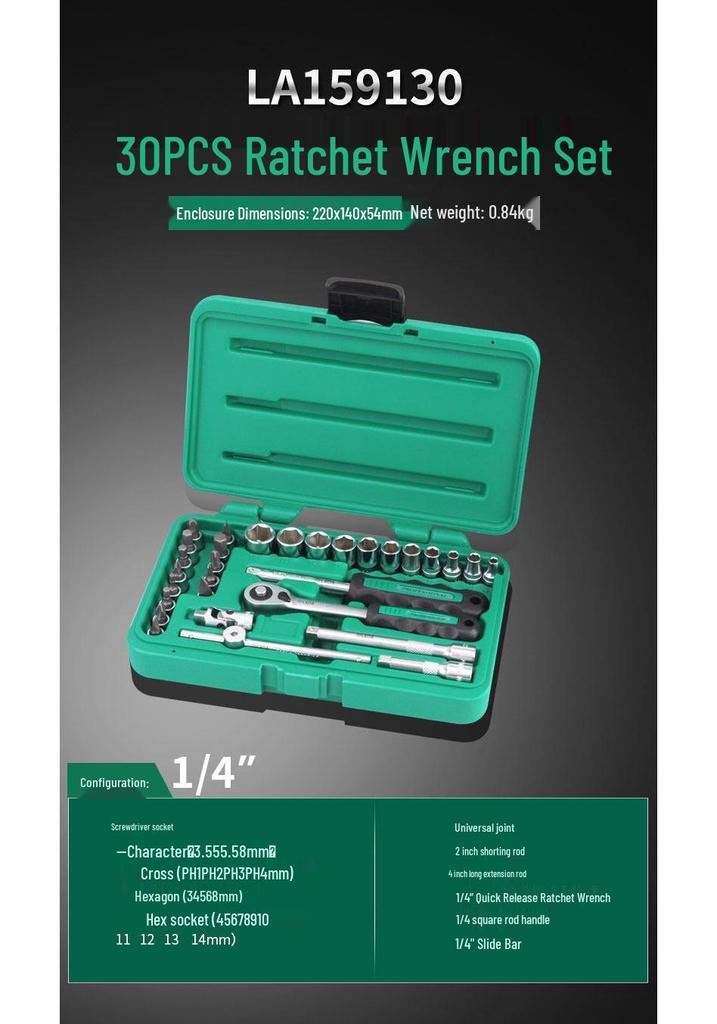 Taiwan Multi-Functional Ratchet Socket Wrench Set for Auto Repair and Maintenance