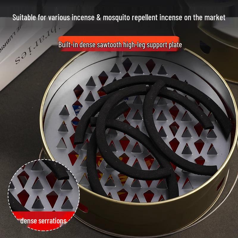 Portable Fireproof Stainless Steel Mosquito Coil Box with Cover and Ash Tray