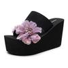 Women Slippers Summer Outside Travel Non Slip Cool Slippers High Heels Beach Slippers Women Sandals Flower Ladies Shoes