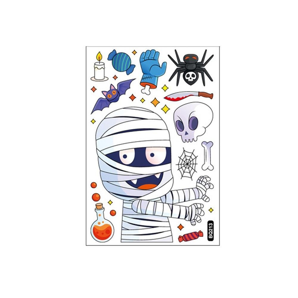 Cute Halloween Window Stickers Witch Bat Pumpkin Skull Self-adhesive Stickers Home Decoration