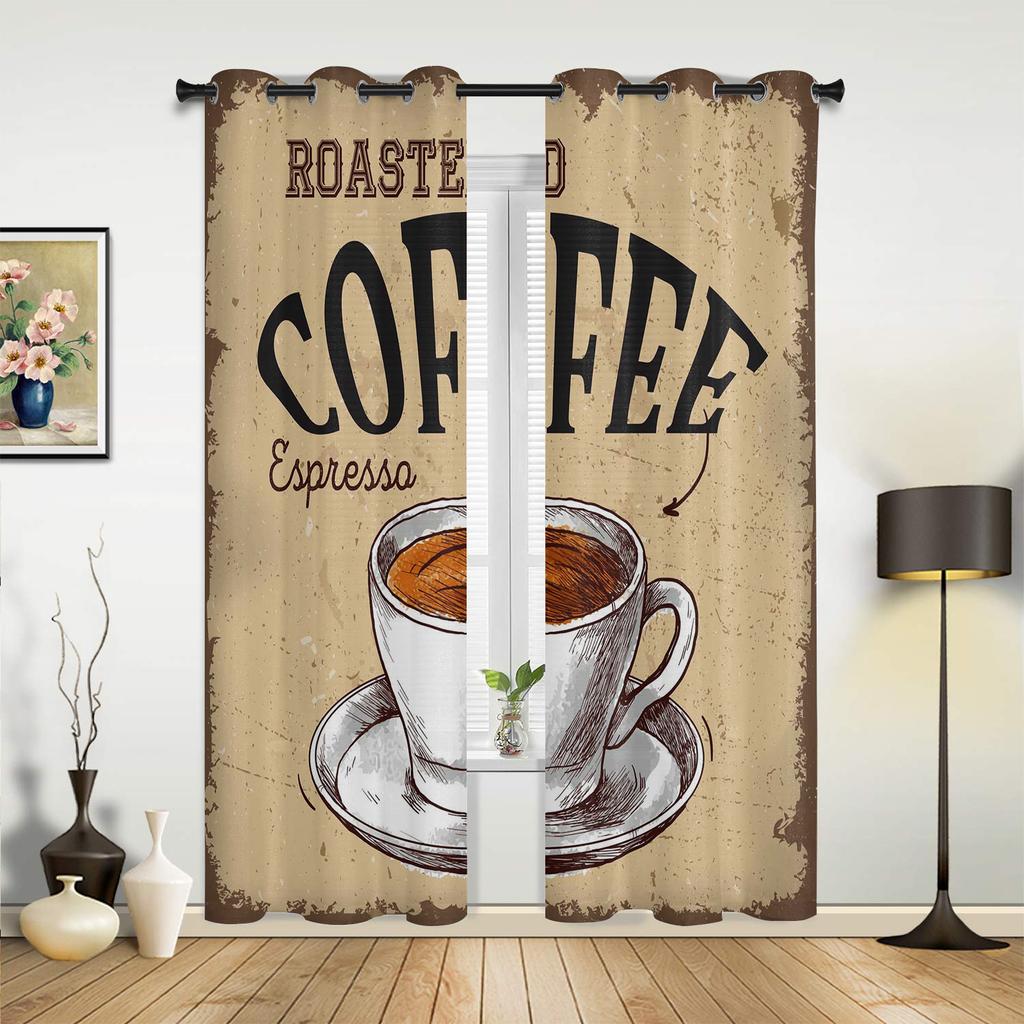 Coffee Cup Cake Candy Modern Hall Curtains For Living Room Kitchen Boy Girl Bedroom Long Curtain For Windows Cortinas Home Decor