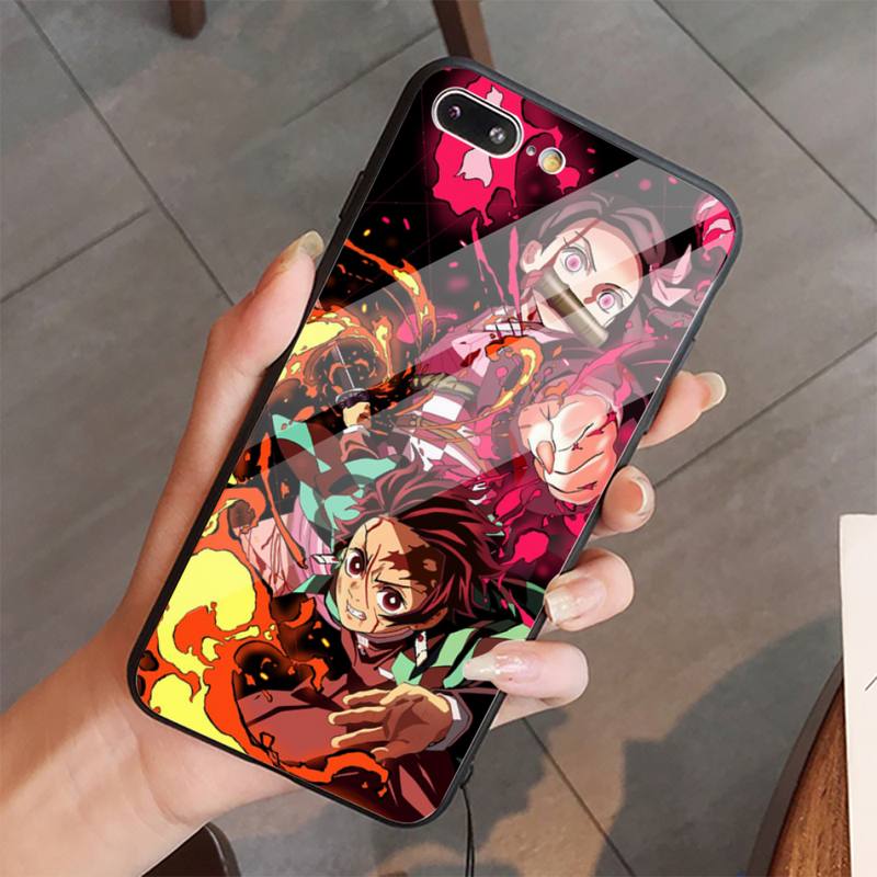 

Чехол для телефона Demon Slayer Kamado Nezuko с аниме из закаленного стекла для iphone 11 12 13 PRO MAX mini 6 7 8 plus X XS XR iPhone7 Plus